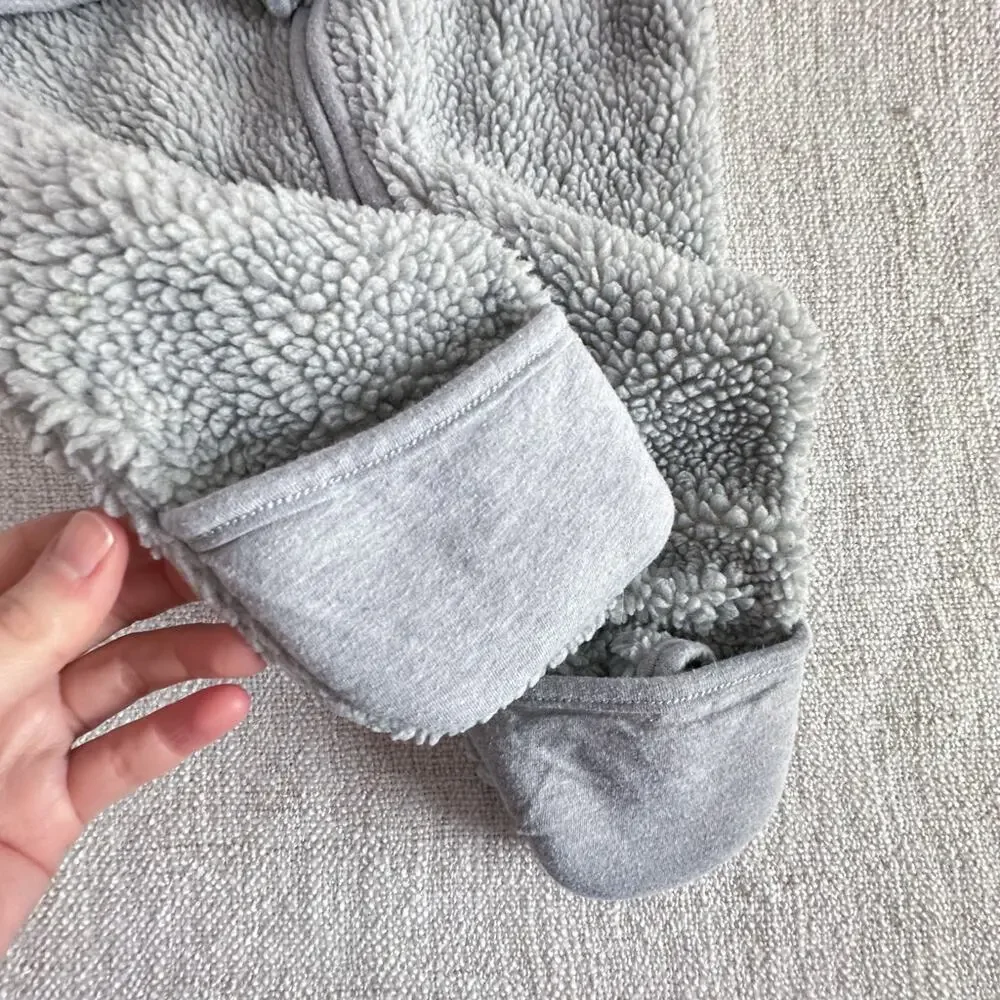 Gap Gray Sherpa Fleece Baby Bunting VGUC 6-12